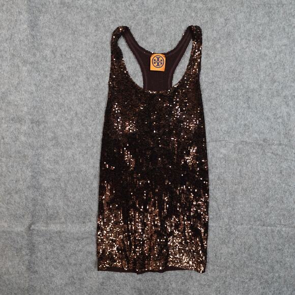 Tory Burch Tops - Tory Burch Top Womens XS? All Over Sequin Racerback Tank Brown Shimmer